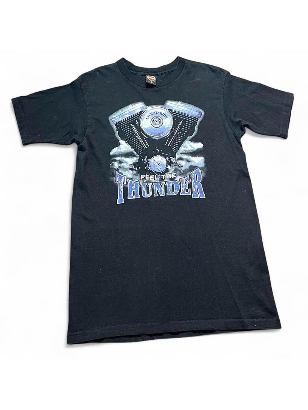 Vintage 90s Harley-Davidson Feel The Thunder V Twin Tshirt